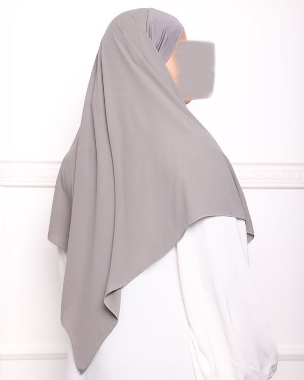 Khimar court en crêpe pointu khimar triangle khimar pas cher mon hijab pas cher gris